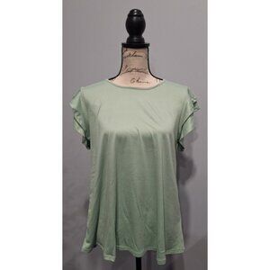NWOT You & Me Green Short Sleeve Ruffle Top You & Me/Sz., S